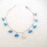 Turquoise Sea Glass and Starfish Dangle Anklet