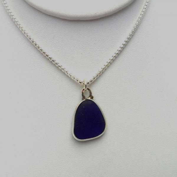 Cobalt Blue Bezeled Sea Glass Necklace picture
