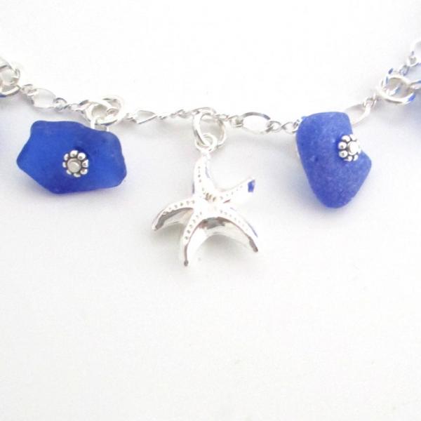 Cobalt Blue Sea Glass Dangle Bracelet picture