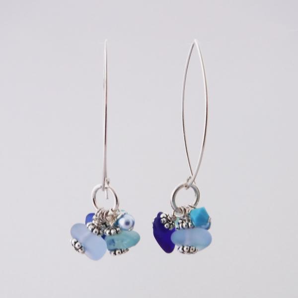 Multi Colored Sea Glass Dangle Earrings