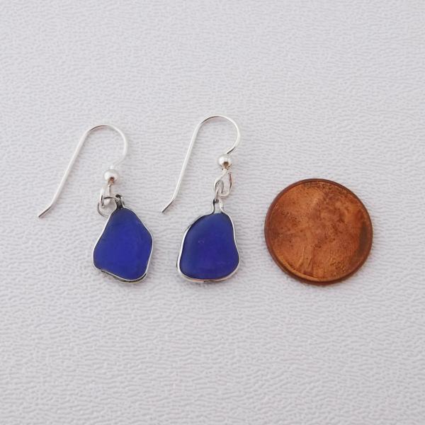 Dainty Cobalt Blue Sea Glass Earrings picture