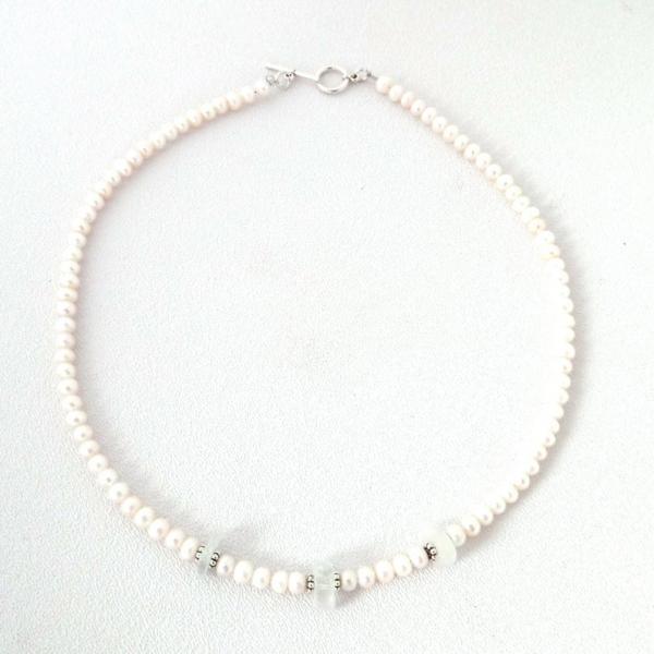 White Sea Glass and Pearl Necklace picture