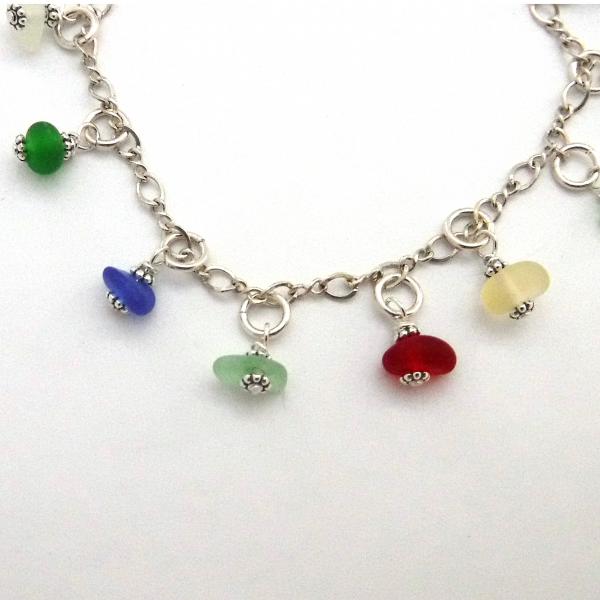 Rainbow Dangle Sea Glass Bracelet picture