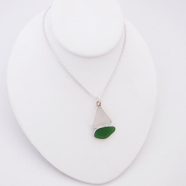 Green and White Sea Glass Necklace picture