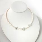 White Sea Glass and Pearl Necklace