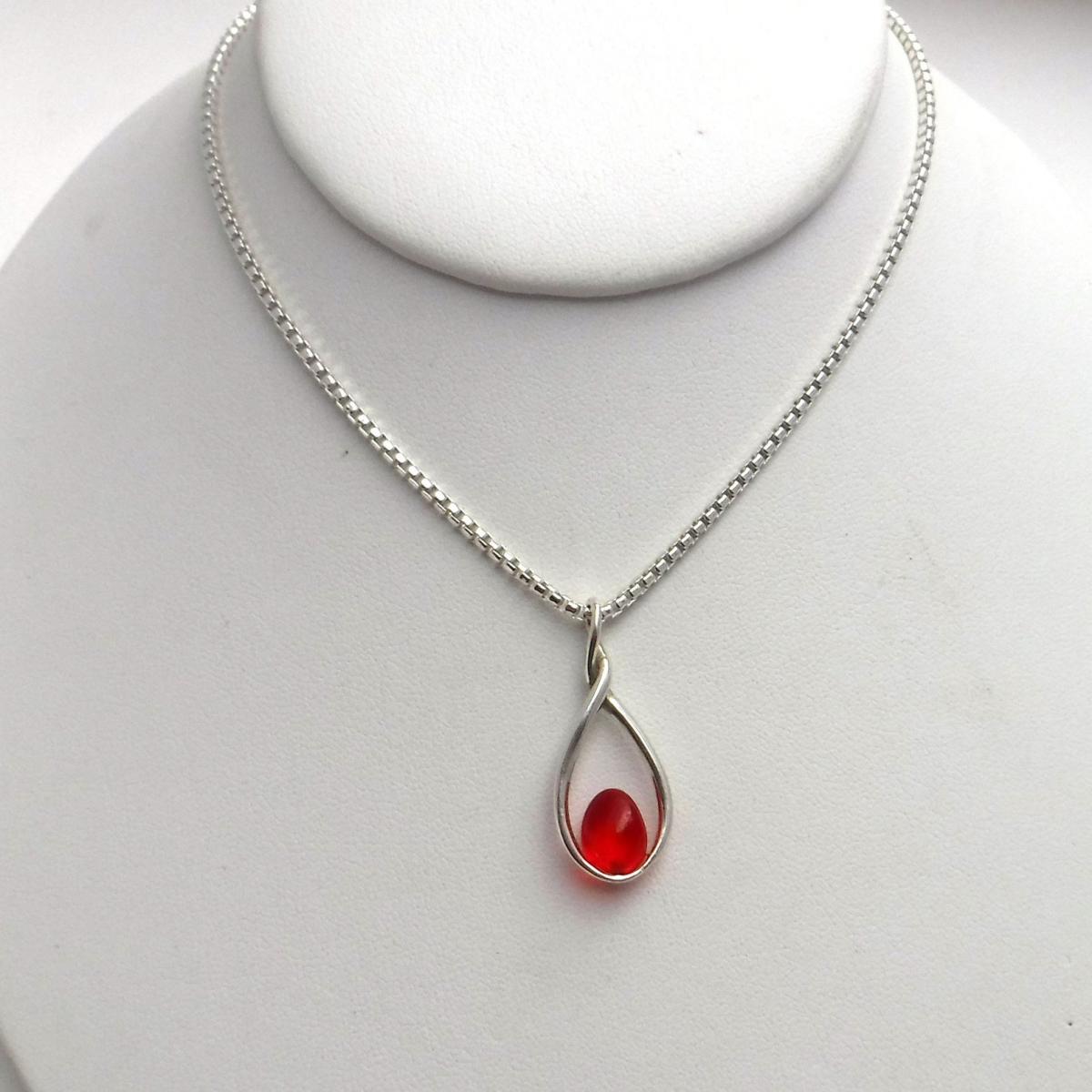 Cherry Red Sea Glass Figure 8 Necklace picture