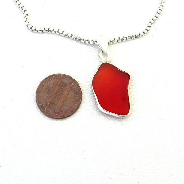 Cherry Red Sea Glass Necklace picture