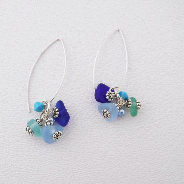 Multi Colored Sea Glass Dangle Earrings picture