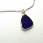 Cobalt Blue Bezeled Sea Glass Necklace