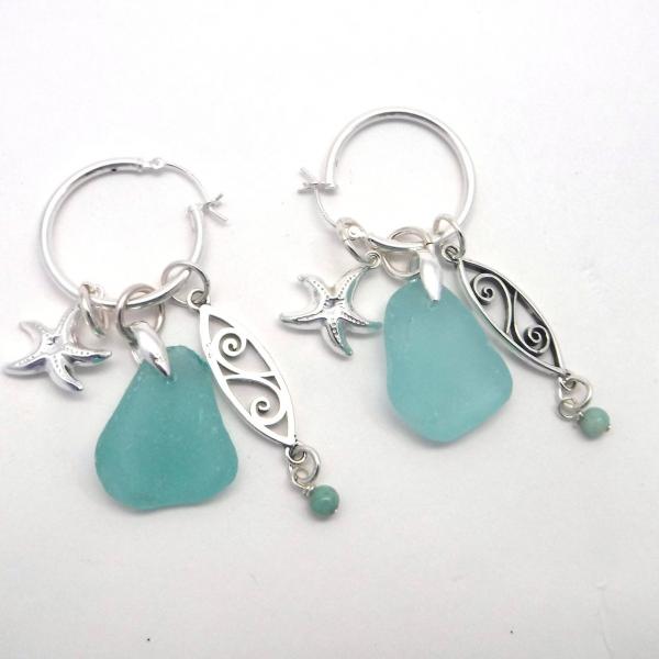 Turquoise Interchangeable Sea Glass Earrings picture