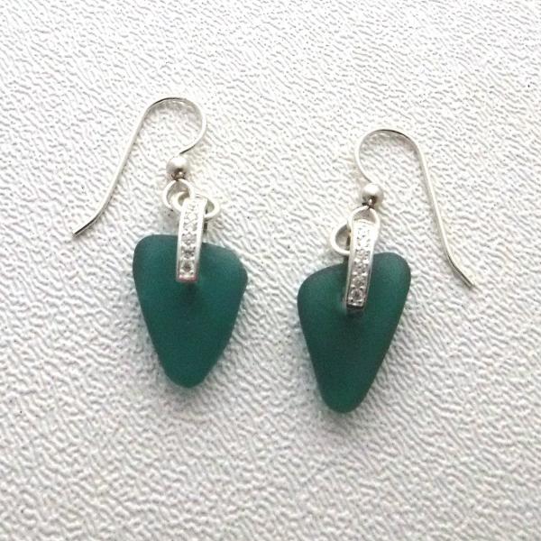 Sparkly  Teal Sea Glass Earrings