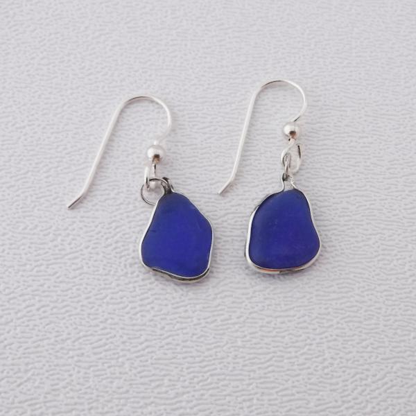 Dainty Cobalt Blue Sea Glass Earrings