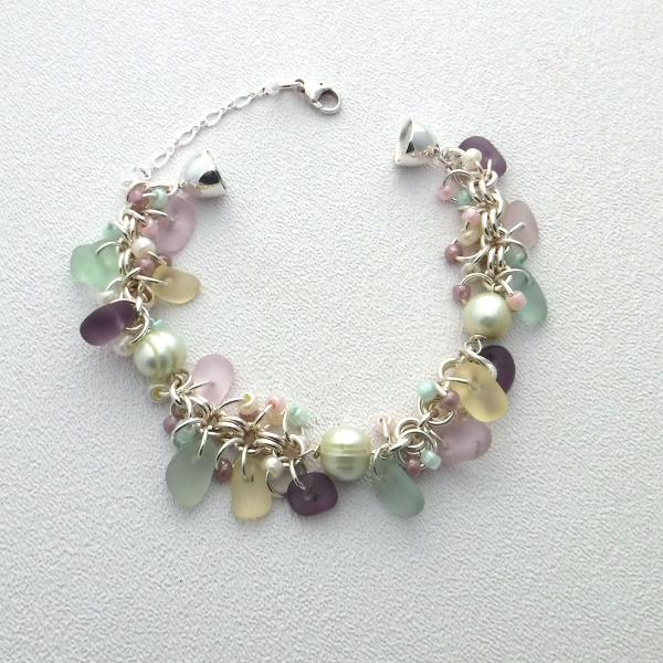 Rainbow Chainmail Sea Glass Bracelet picture