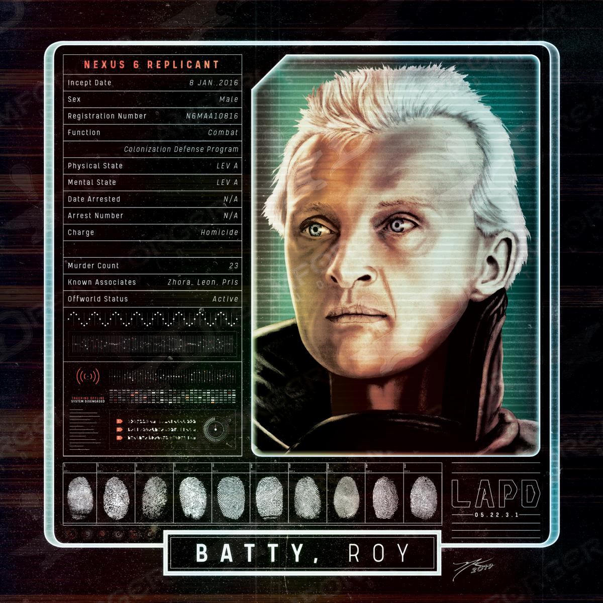 Roy Batty 6" x Hand-Drawn Custom Blade Runner Fan Art Limited Giclee Print