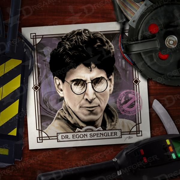 Dr Egon Spengler 6" x 6" Hand-Drawn Custom Ghostbusters Fan Art • Limited Giclee Print picture