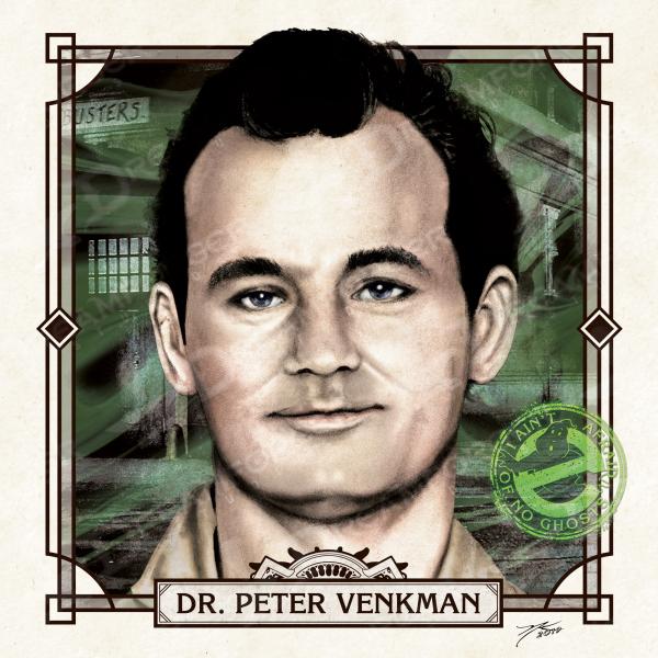 Dr Peter Venkman 6" x 6" Hand-Drawn Custom Ghostbusters Fan Art • Limited Giclee Print picture