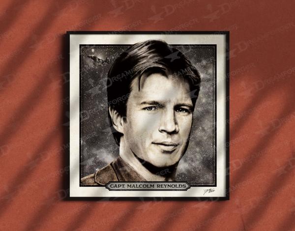 Captain Malcolm Reynolds 6" x 6" Hand-Drawn Custom Firefly Fan Art • Limited Giclée Print Run of 150 picture