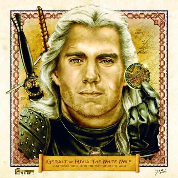 Witcher Geralt of Rivia (The White Wolf), 6" x 6" Hand-Drawn Custom Art • Limited Giclee Print picture