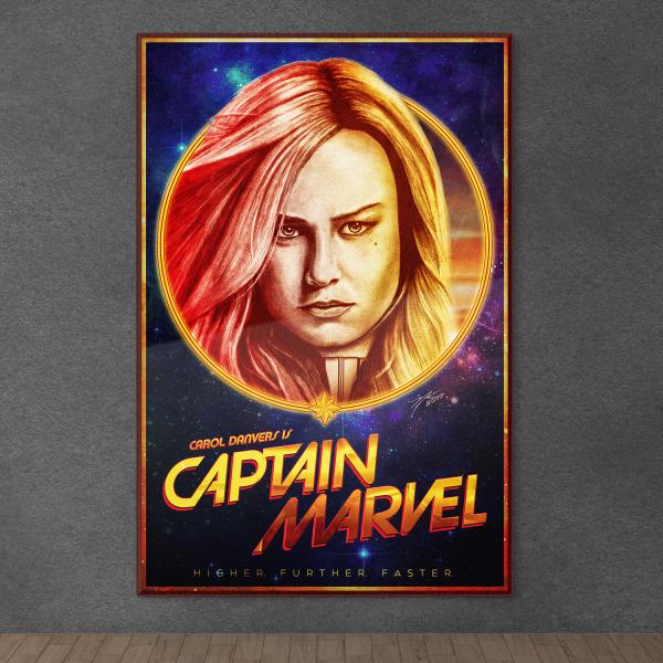 Carol Danvers is Captain Marvel Retro Poster 11" x 17" Hand-Drawn Custom Art picture