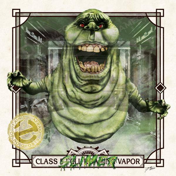 Slimer 6" x 6" Hand-Drawn Custom Ghostbusters Fan Art • Limited Giclee Print