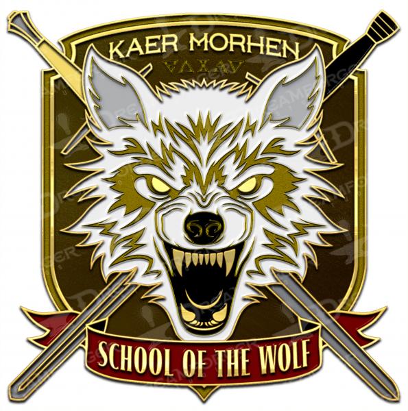 The Witcher Antique Gold Metal Lapel Pin "Kaer Morhen School of the Wolf" picture