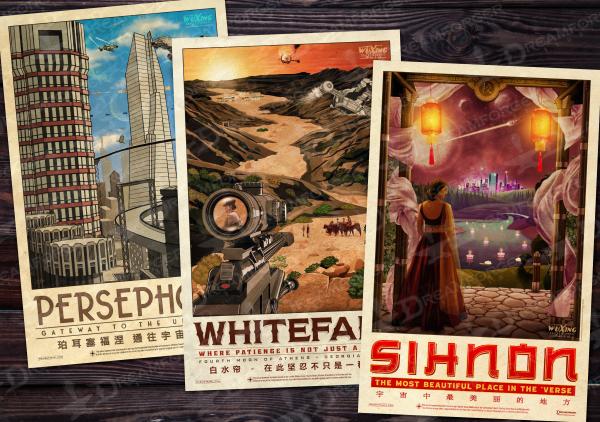 Firefly 11x17 Travel Poster Bundle (WuXing Travel Agency series) • Persephone / Whitefall / Sihnon picture