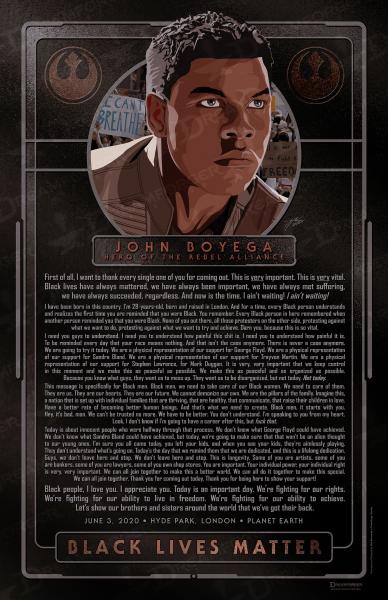 Black Lives Matter FanArt Charity Poster 11" x 17" ONLY 50! • Star Wars Rebel Hero John Boyega Speech • ALL Profits go to NAACP Defense Fund