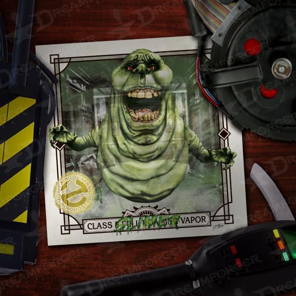Slimer 6" x 6" Hand-Drawn Custom Ghostbusters Fan Art • Limited Giclee Print picture