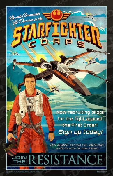 Star Wars Starfighter Corps Recruitment Poster 11" x 17" • Poe Dameron Join the Resistance • Fight the First Order picture