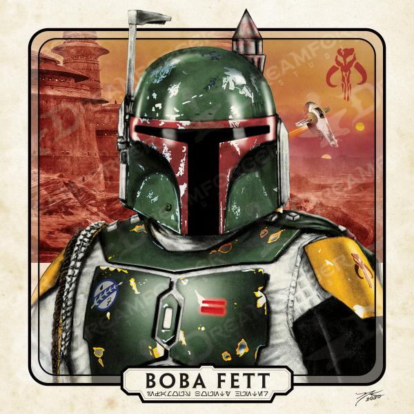 Boba Fett, 6" x 6" Hand-Drawn Custom Art • Limited Giclee Print Run picture