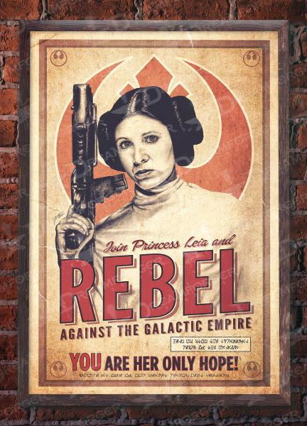 Princess Leia REBEL Recruitment Print - 11" x 17" Hand-Drawn Custom Art picture