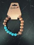 About 15cm size,blue stone beads and brown wood beads