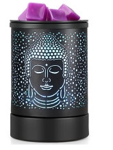Black metal Buddha head LED color changing light wax melt warmer