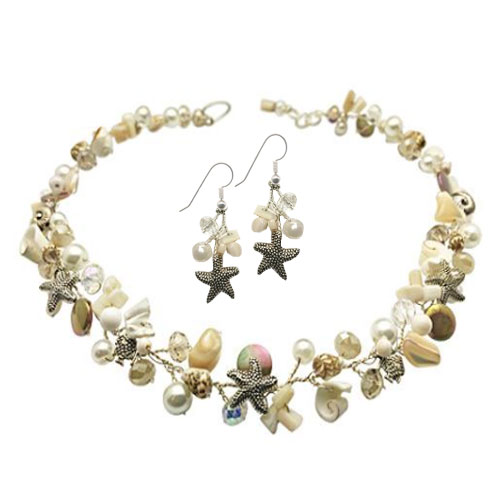 Delicate Seashell Necklaces Earrings Set