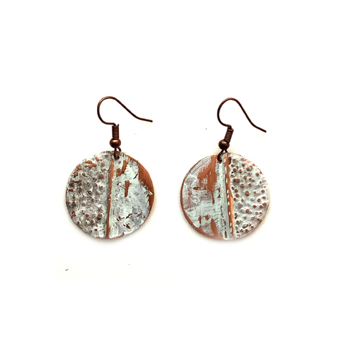 WHITE CIRCLE COPPER EARRINGS picture