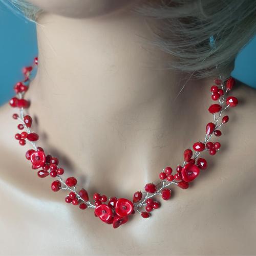 Hot Red Necklace  Earrings Set picture