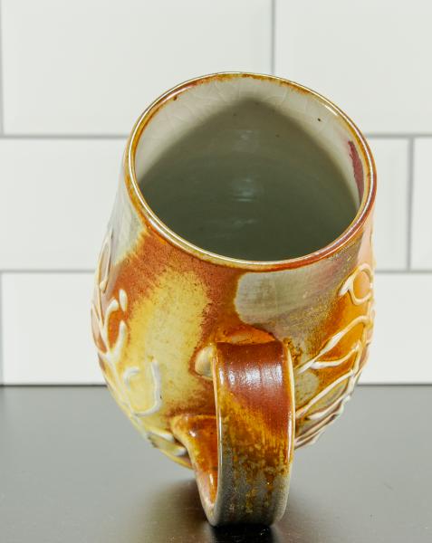 Handmade Soda Fired Porcelain Leaf Pattern Coffee Mug picture