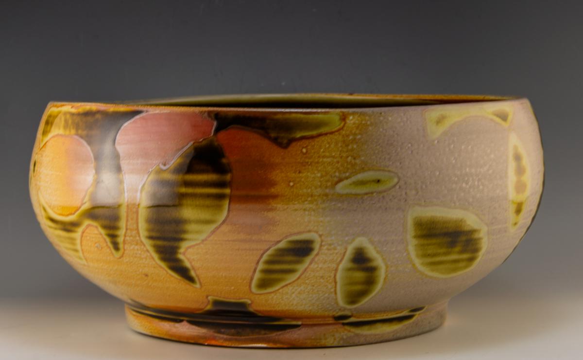 Gold Leaf Pattern Ceramic Serving Bowl picture