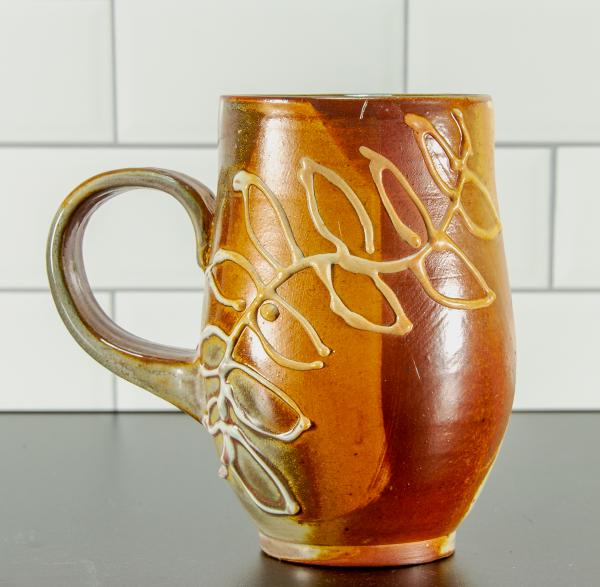Handmade Soda Fired Porcelain Leaf Pattern Coffee Mug picture