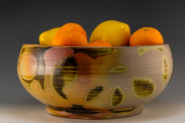 Gold Leaf Pattern Ceramic Serving Bowl picture