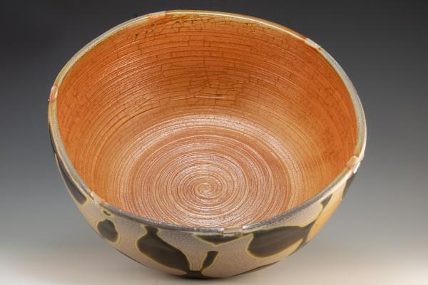 Brown and Gold Pedestal Serving Bowl picture