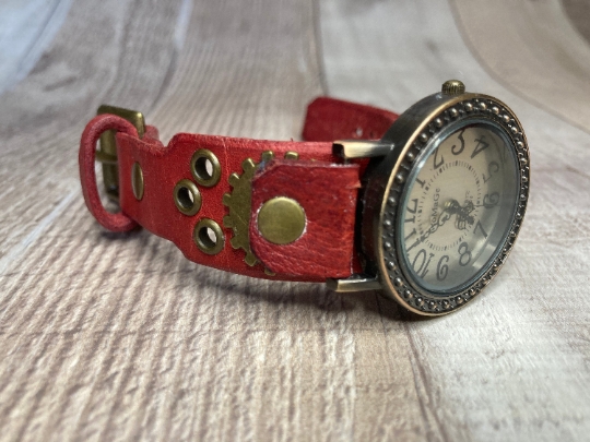 Narrow Red Steampunk watch - (Small)