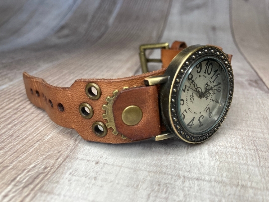Narrow Brown Steampunk watch - (Small)
