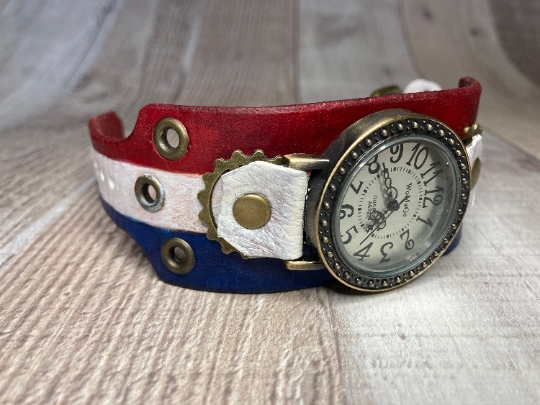 Red, White, and Blue Steampunk watch - (Small)