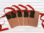 Mini American Flag on Red Ribbon Garland