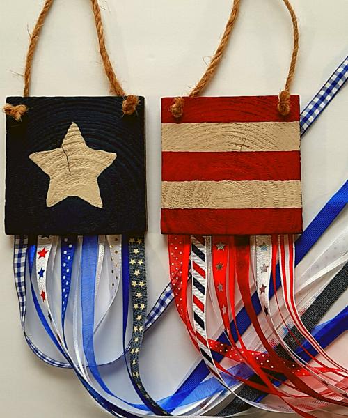 Wooden American Flag Stars with Streamers picture