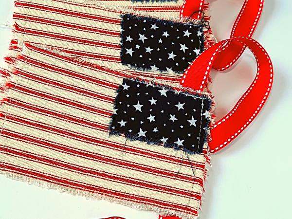 Mini American Flag on Red Ribbon Garland picture