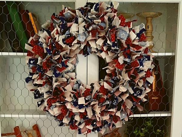 Patriotic Muslin Rag Wreath picture