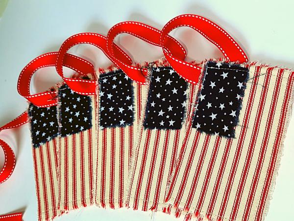 Mini American Flag on Red Ribbon Garland picture