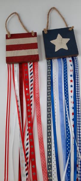 Wooden American Flag Stars and Stripes with Streamers SET picture